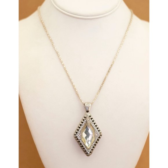 Vintage Clear Diamond Intricate Victorian Necklace 20 inch - U15 - Picture 2 of 3